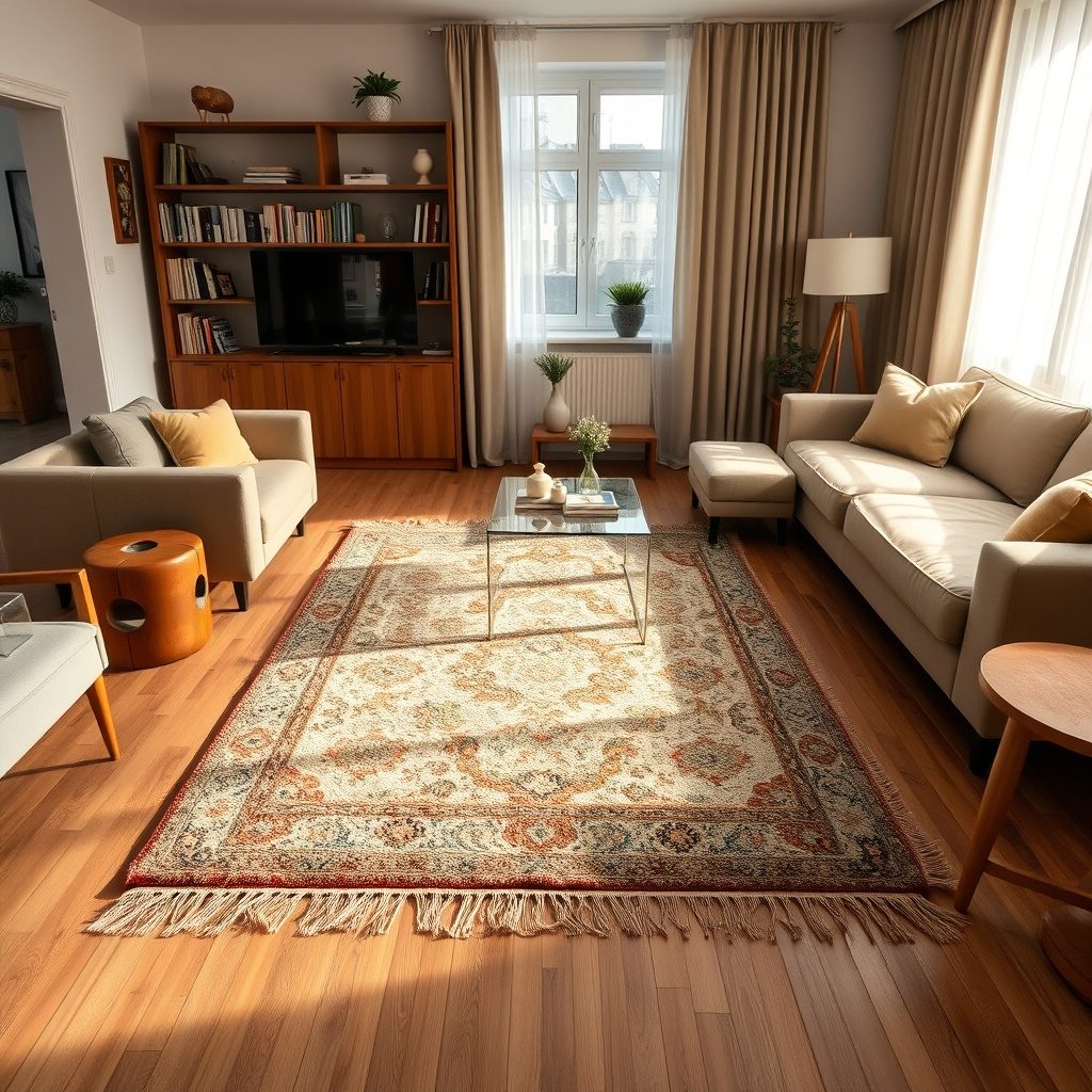 Stylish rugs in an apartment setting