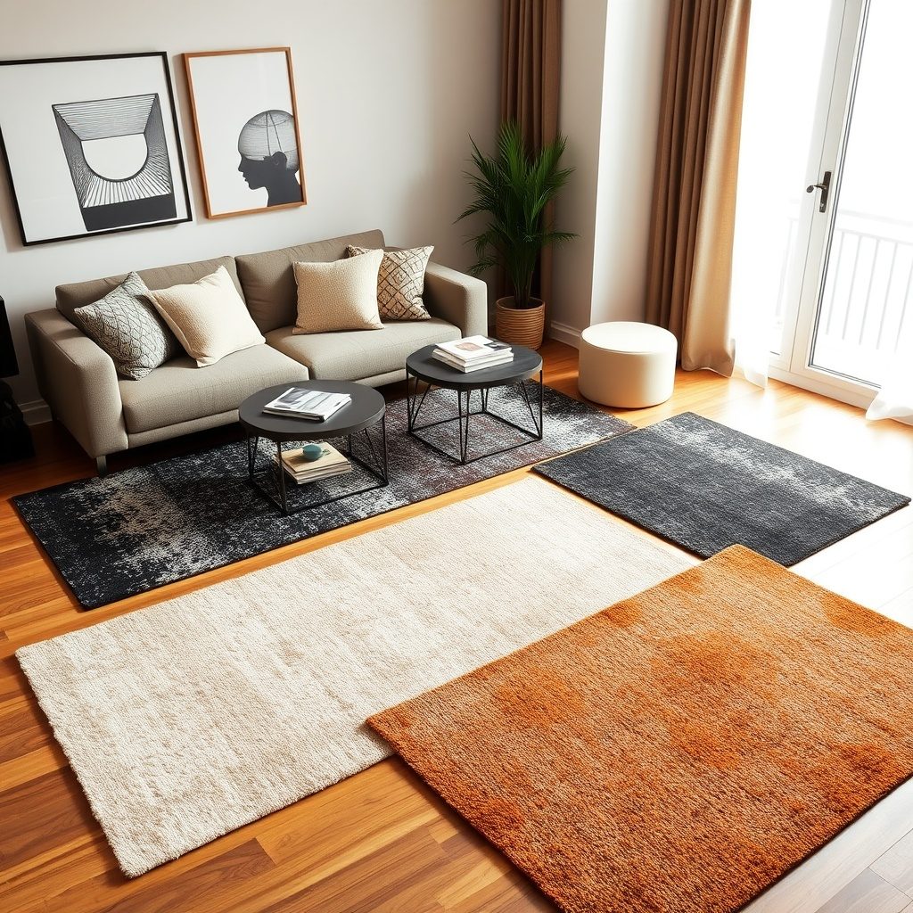 Beautifully arranged rugs in a cozy apartment.