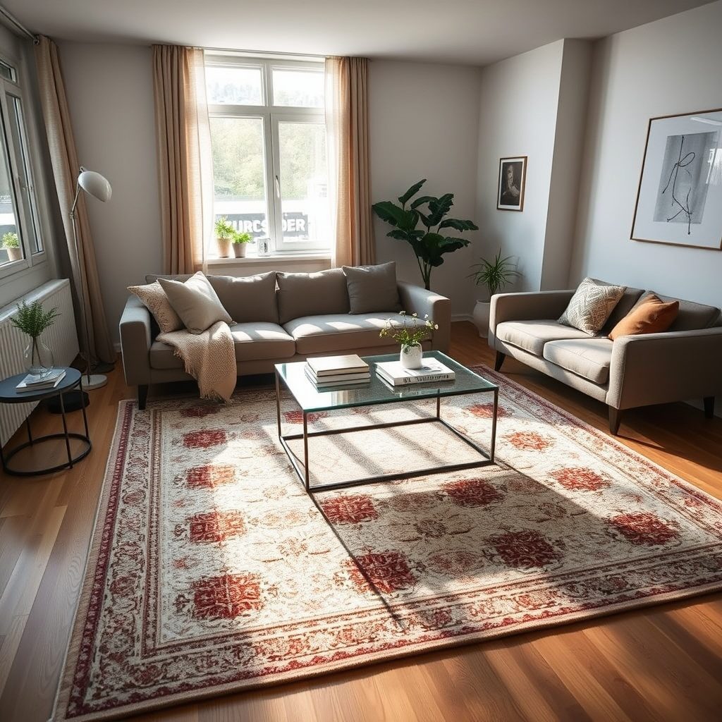 Stylish rugs in an apartment setting